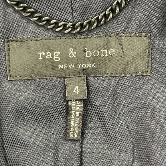 Rag & Bone Women's Blue Striped One Button Cotton Wool Blazer Size 4 - Picture 6 of 13